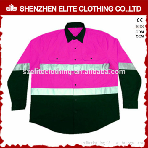 custom button up high visibility pink reflective work shirts